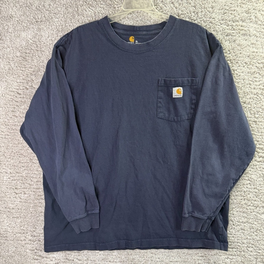 Carhartt Shirt Mens XL Blue Workwear Pocket T-Shirt Original Fit‎ Long Sleeve